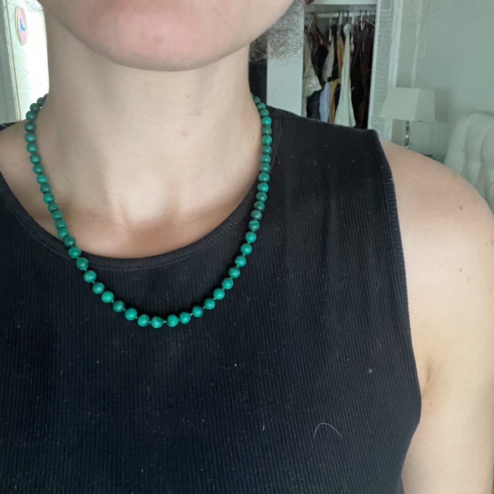 Vintage malachite beaded necklace, pretty green